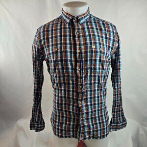 Salt Valley Shirt Mens Medium Blue Plaid Button Up Western Casual Lightweight
